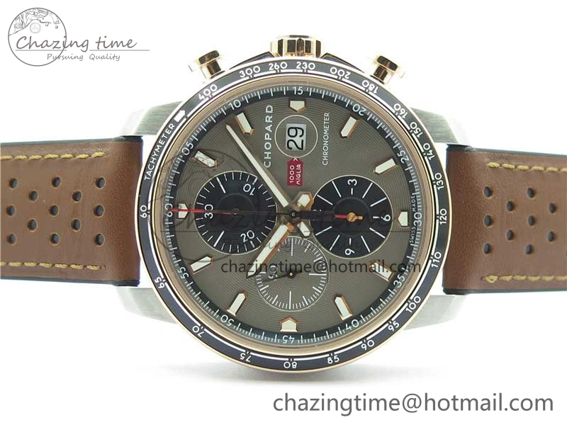 SportInspired Mille Miglia 168571 SS RG V7F 1:1 Best Edition Gray Dial On Brown Rubber Strap A7750 to Cal. 6388