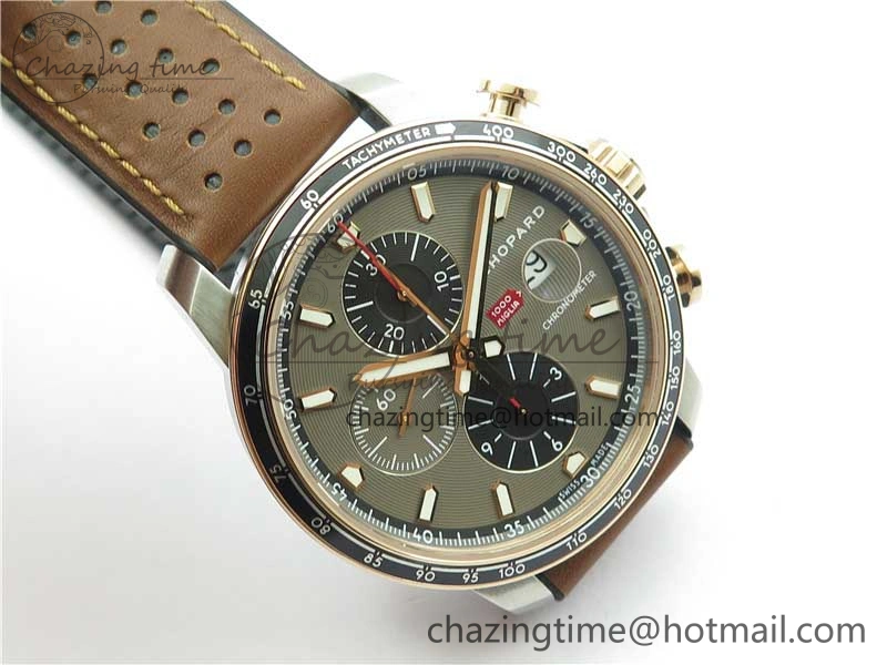 SportInspired Mille Miglia 168571 SS RG V7F 1:1 Best Edition Gray Dial On Brown Rubber Strap A7750 to Cal. 6388