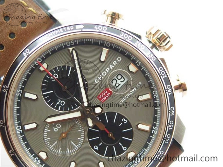 SportInspired Mille Miglia 168571 SS RG V7F 1:1 Best Edition Gray Dial On Brown Rubber Strap A7750 to Cal. 6388