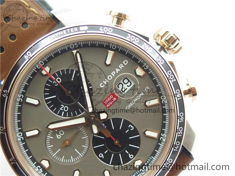 SportInspired Mille Miglia 168571 SS RG V7F 1:1 Best Edition Gray Dial On Brown Rubber Strap A7750 to Cal. 6388
