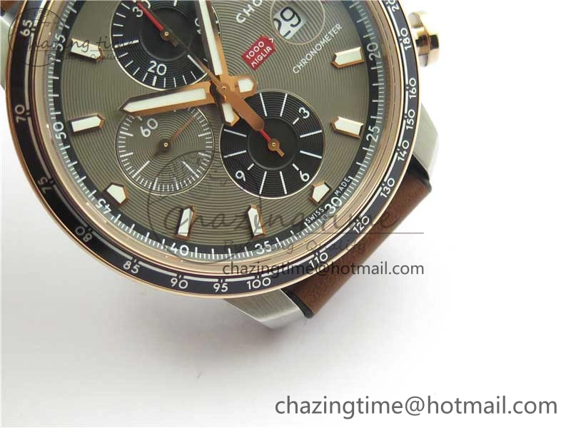 SportInspired Mille Miglia 168571 SS RG V7F 1:1 Best Edition Gray Dial On Brown Rubber Strap A7750 to Cal. 6388