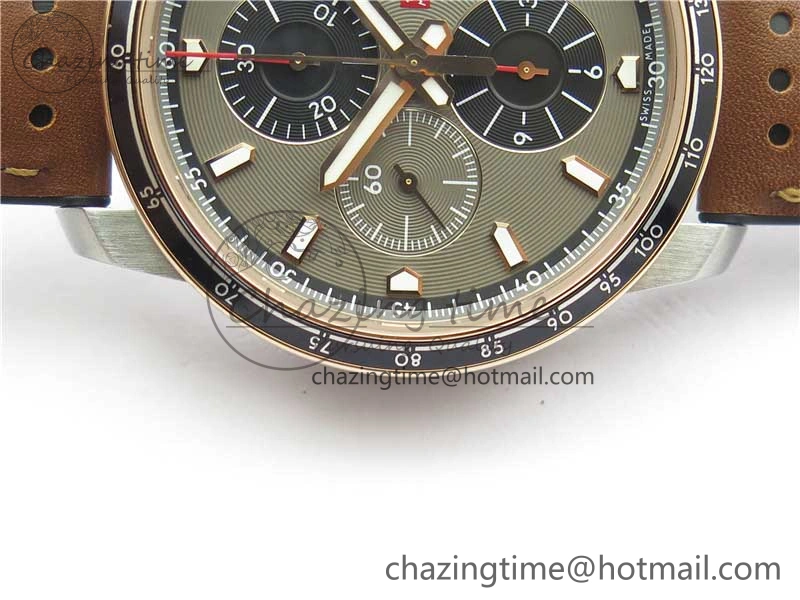 SportInspired Mille Miglia 168571 SS RG V7F 1:1 Best Edition Gray Dial On Brown Rubber Strap A7750 to Cal. 6388
