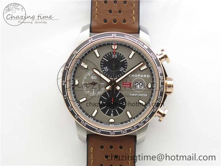 SportInspired Mille Miglia 168571 SS RG V7F 1:1 Best Edition Gray Dial On Brown Rubber Strap A7750 to Cal. 6388