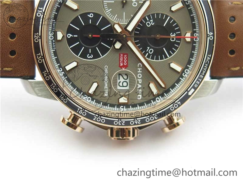 SportInspired Mille Miglia 168571 SS RG V7F 1:1 Best Edition Gray Dial On Brown Rubber Strap A7750 to Cal. 6388