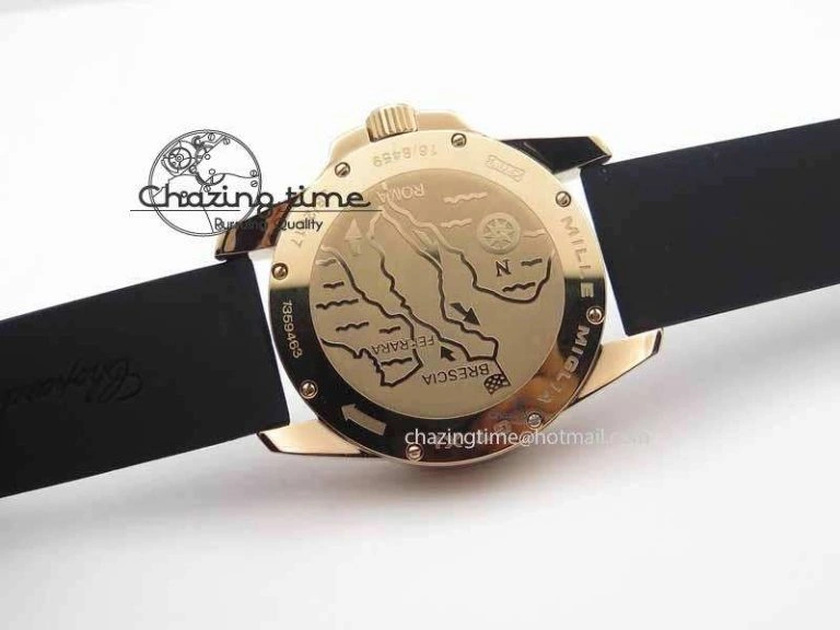 Mille Miglia RG Real Power Reserve Display Black Dial On Black Rubber Strap A FlexibleFit 6402