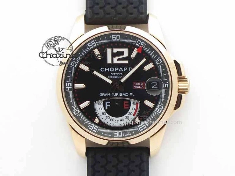 Mille Miglia RG Real Power Reserve Display Black Dial On Black Rubber Strap A FlexibleFit 6402
