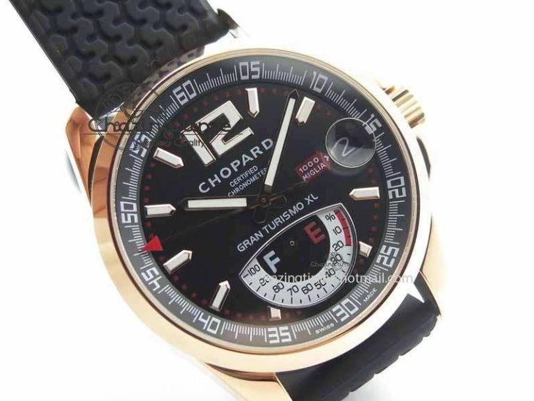 Mille Miglia RG Real Power Reserve Display Black Dial On Black Rubber Strap A FlexibleFit 6402