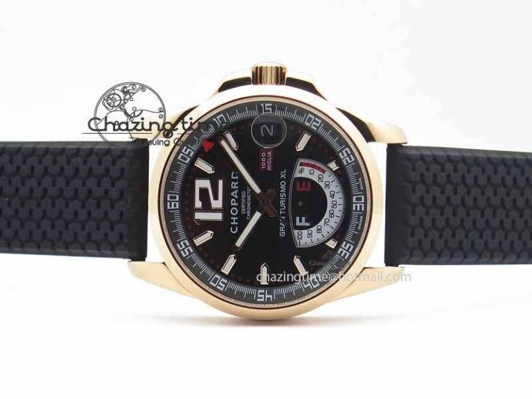 Mille Miglia RG Real Power Reserve Display Black Dial On Black Rubber Strap A FlexibleFit 6402