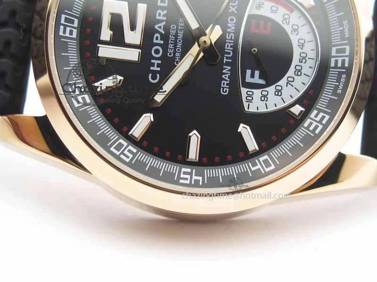 Mille Miglia RG Real Power Reserve Display Black Dial On Black Rubber Strap A FlexibleFit 6402