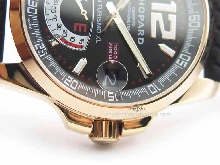 Mille Miglia RG Real Power Reserve Display Black Dial On Black Rubber Strap A FlexibleFit 6402