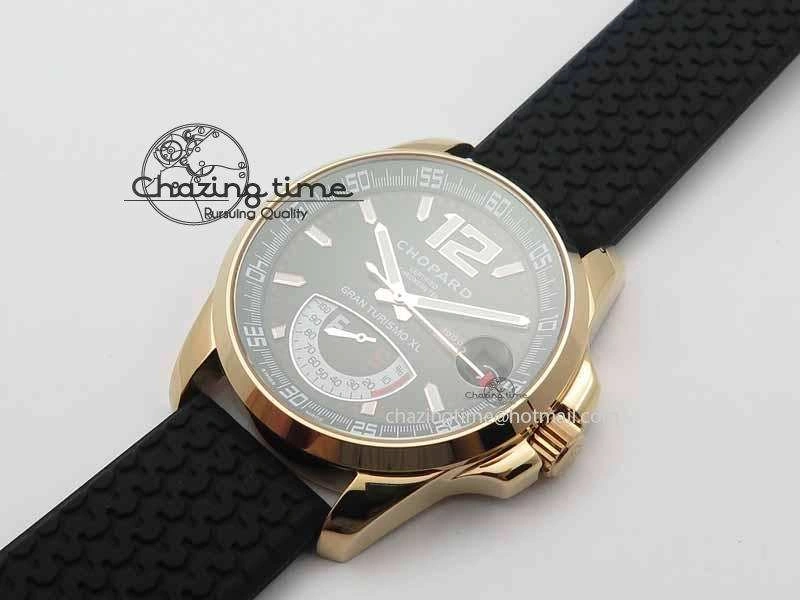 Mille Miglia RG Real Power Reserve Display Black Dial On Black Rubber Strap A FlexibleFit 6402