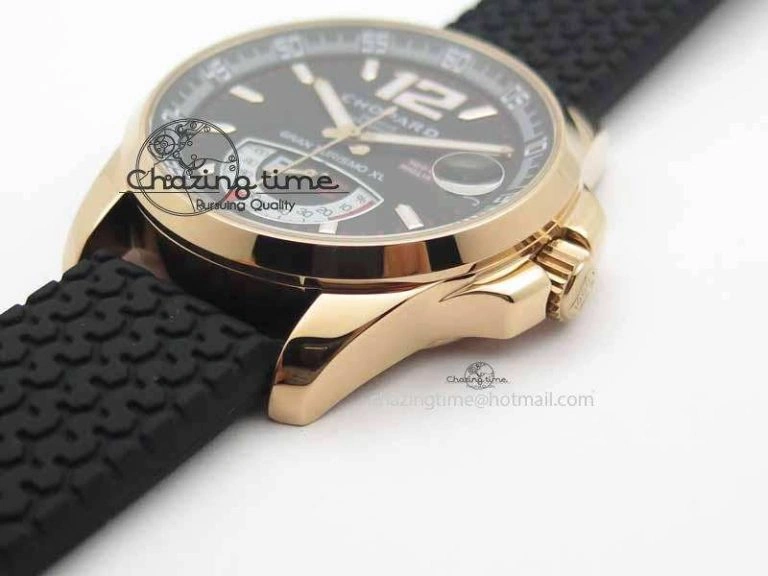 Mille Miglia RG Real Power Reserve Display Black Dial On Black Rubber Strap A FlexibleFit 6402