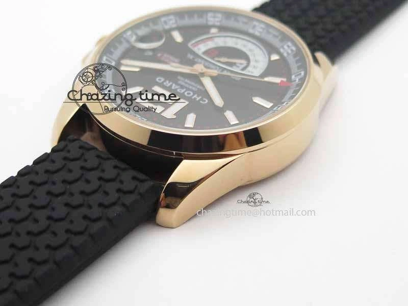 Mille Miglia RG Real Power Reserve Display Black Dial On Black Rubber Strap A FlexibleFit 6402