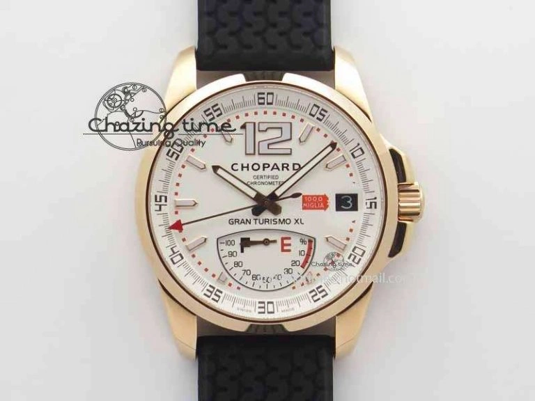 Soft Mille Miglia RG Real Power Reserve Display White Dial On Black Rubber Strap A 6401