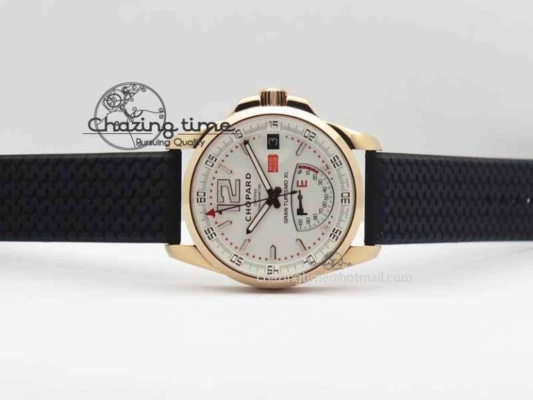 Soft Mille Miglia RG Real Power Reserve Display White Dial On Black Rubber Strap A 6401