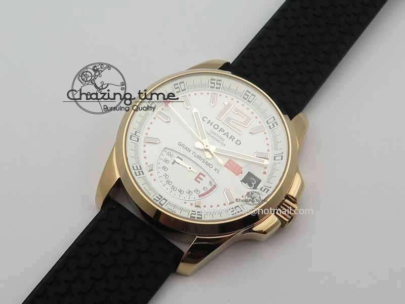 Soft Mille Miglia RG Real Power Reserve Display White Dial On Black Rubber Strap A 6401