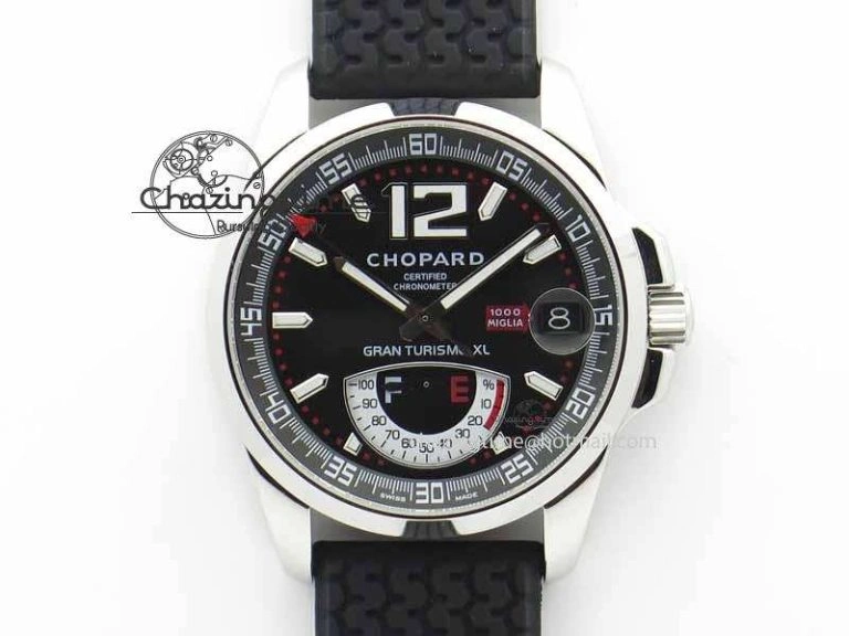 DailyWear Mille Miglia SS Real Power Reserve Display Black Dial On Black Rubber Strap A 6405
