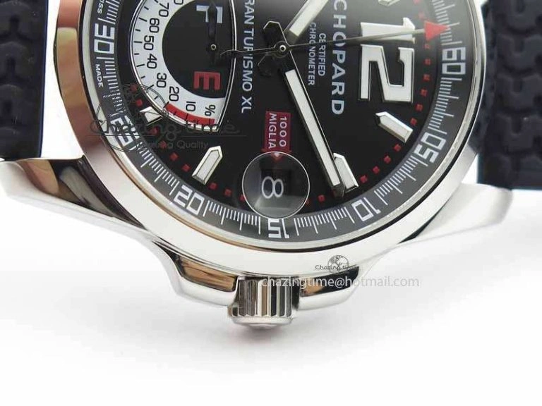 DailyWear Mille Miglia SS Real Power Reserve Display Black Dial On Black Rubber Strap A 6405