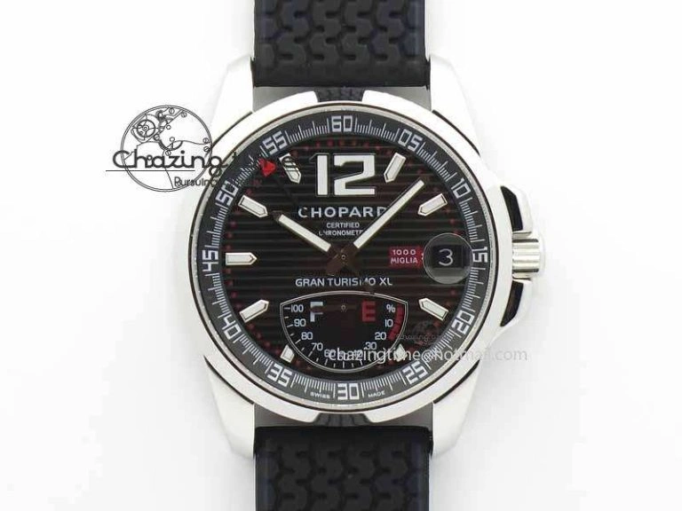 Mille Miglia SS Real Power Reserve Display Black Textured Dial On Black Rubber Strap A ComfortFit 6403
