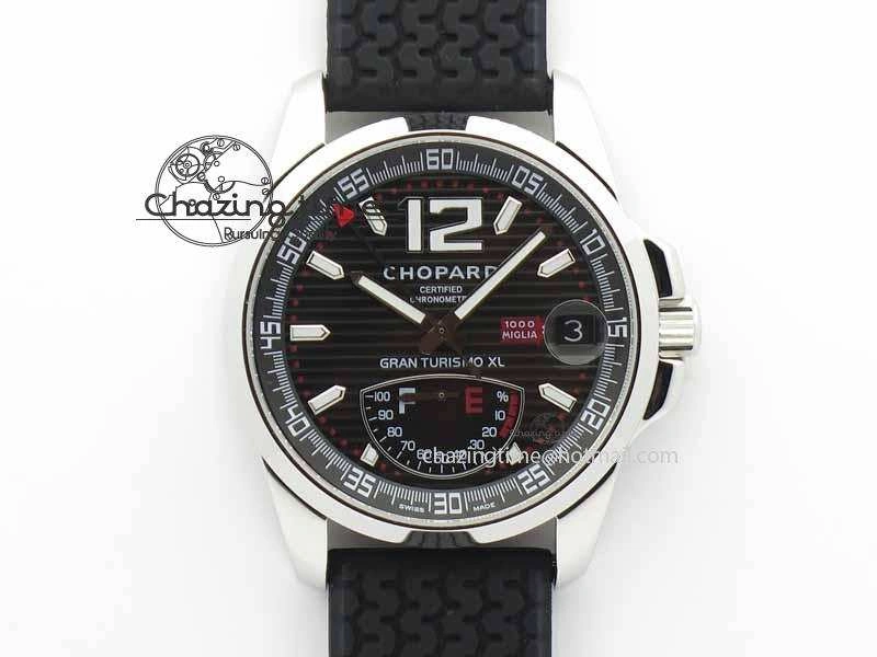 Mille Miglia SS Real Power Reserve Display Black Textured Dial On Black Rubber Strap A ComfortFit 6403