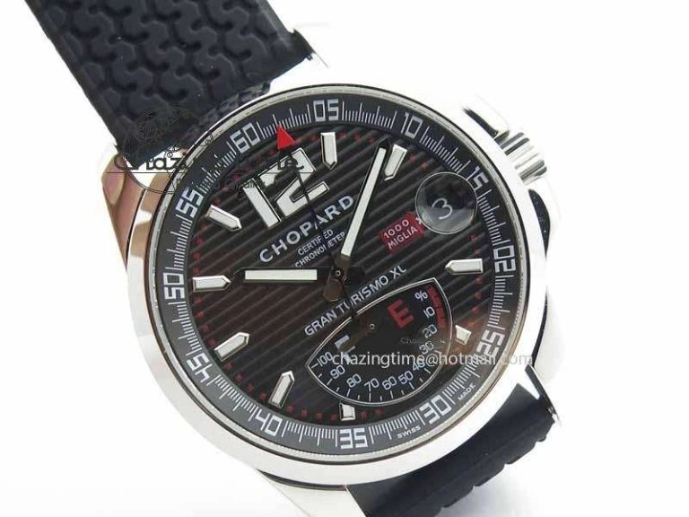 Mille Miglia SS Real Power Reserve Display Black Textured Dial On Black Rubber Strap A ComfortFit 6403
