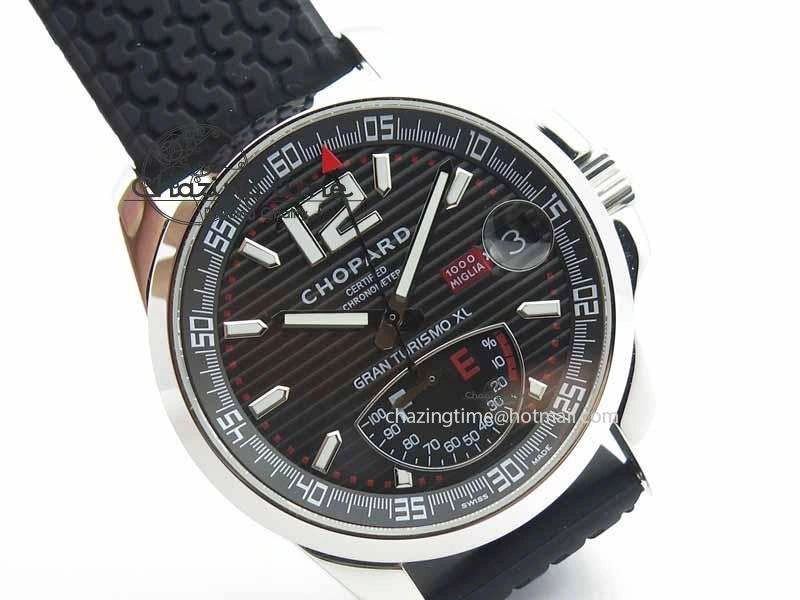 Mille Miglia SS Real Power Reserve Display Black Textured Dial On Black Rubber Strap A ComfortFit 6403