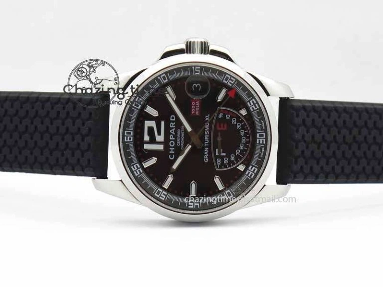 Mille Miglia SS Real Power Reserve Display Black Textured Dial On Black Rubber Strap A ComfortFit 6403