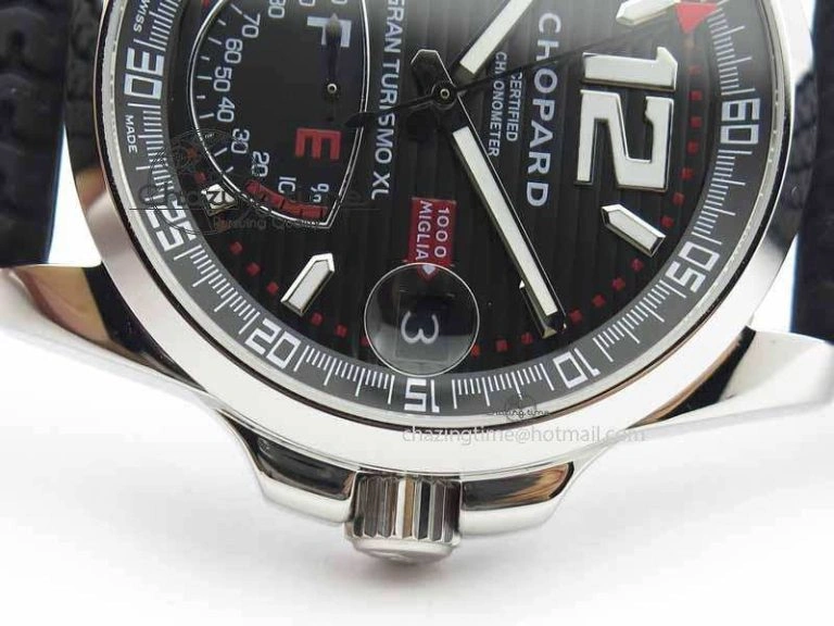 Mille Miglia SS Real Power Reserve Display Black Textured Dial On Black Rubber Strap A ComfortFit 6403
