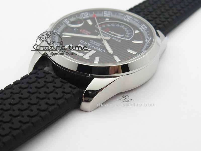 Mille Miglia SS Real Power Reserve Display Black Textured Dial On Black Rubber Strap A ComfortFit 6403