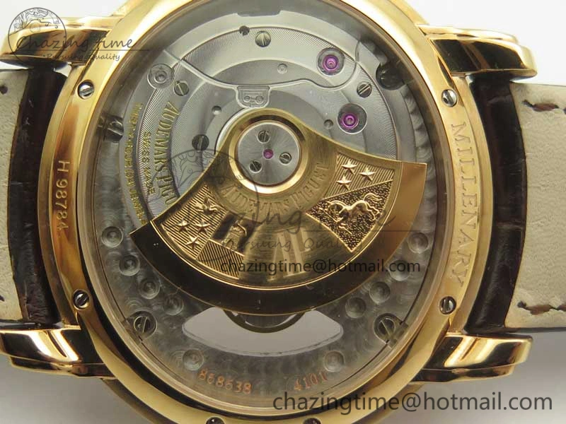 GoAnywhere Millennium Series 15350 RG V9F 1:1 Best Edition Diamonds Bezel White Dial Black Markers on Brown Leather Strap A 4932