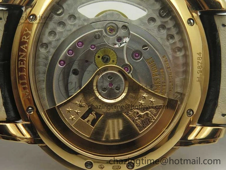 Timeless Millennium Series 15350 RG V9F 1:1 Best Edition Full Diamonds Black Markers on Black Leather Strap A 4931