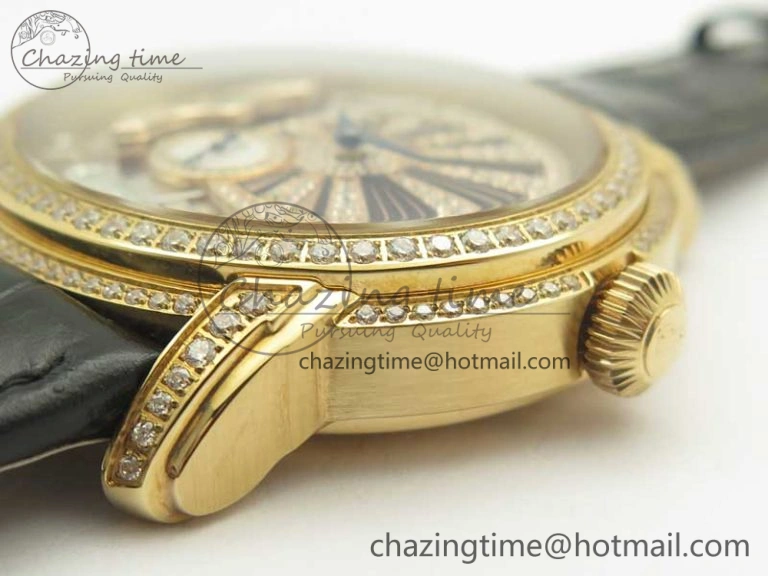 Timeless Millennium Series 15350 RG V9F 1:1 Best Edition Full Diamonds Black Markers on Black Leather Strap A 4931