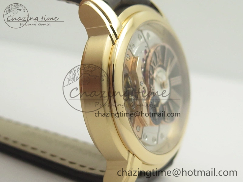 Chic Millennium Series 15350 RG V9F 1:1 Best Edition Skeletonal Dial On Dark Brown Leather Strap A 4944