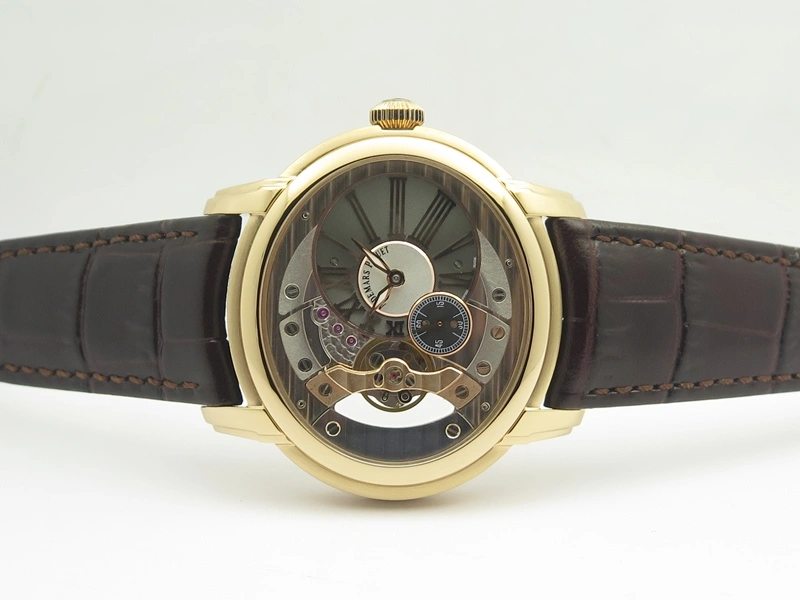 Chic Millennium Series 15350 RG V9F 1:1 Best Edition Skeletonal Dial On Dark Brown Leather Strap A 4944