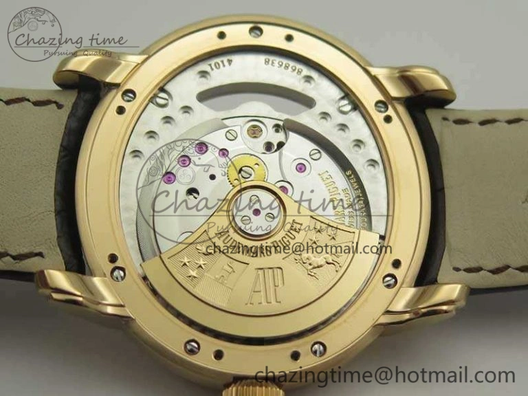 Chic Millennium Series 15350 RG V9F 1:1 Best Edition Skeletonal Dial On Dark Brown Leather Strap A 4944