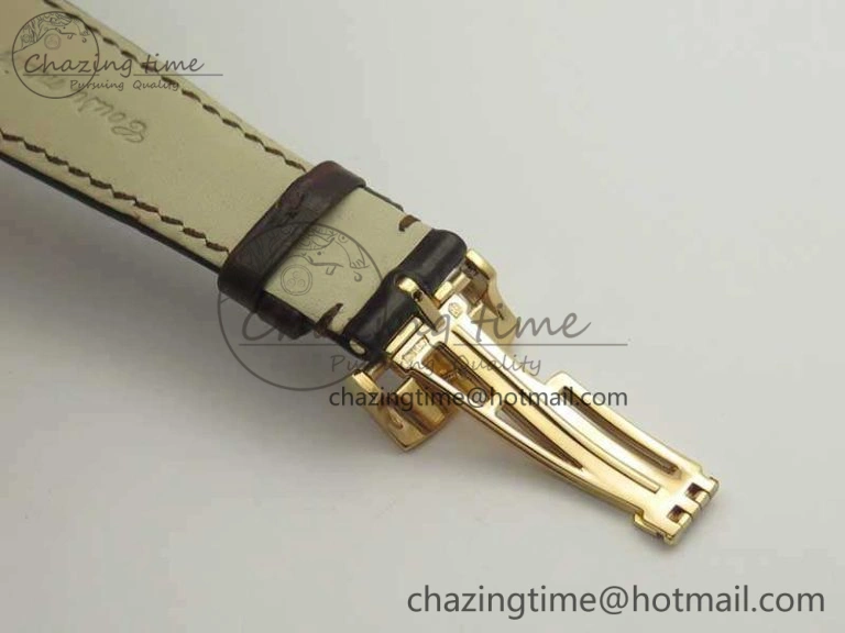 Chic Millennium Series 15350 RG V9F 1:1 Best Edition Skeletonal Dial On Dark Brown Leather Strap A 4944