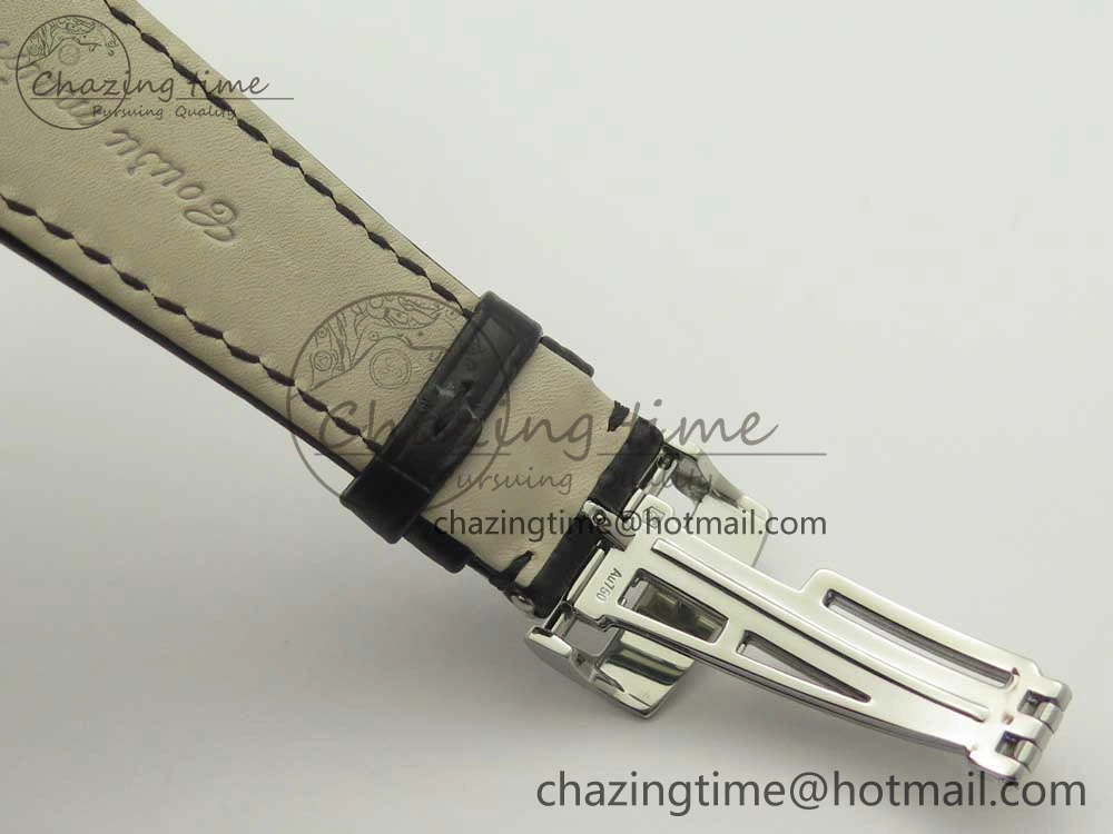 Youthful Millennium Series 15350 SS V9F 1:1 Best Edition Black Skeleton Dial on Black Leather Strap A 4894