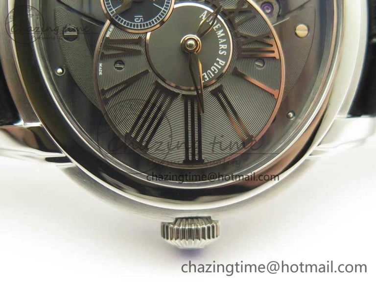 Youthful Millennium Series 15350 SS V9F 1:1 Best Edition Black Skeleton Dial on Black Leather Strap A 4894