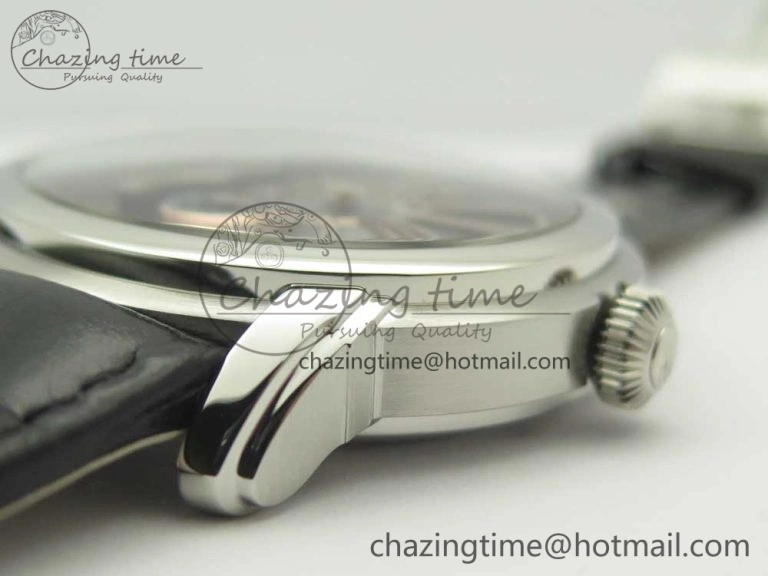 Youthful Millennium Series 15350 SS V9F 1:1 Best Edition Black Skeleton Dial on Black Leather Strap A 4894