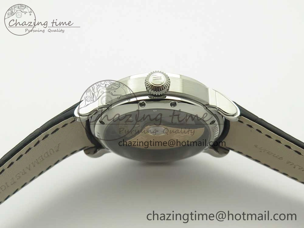 Youthful Millennium Series 15350 SS V9F 1:1 Best Edition Black Skeleton Dial on Black Leather Strap A 4894