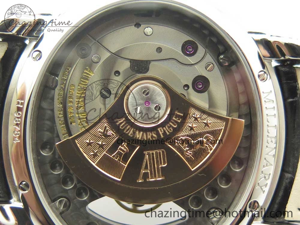 Youthful Millennium Series 15350 SS V9F 1:1 Best Edition Black Skeleton Dial on Black Leather Strap A 4894