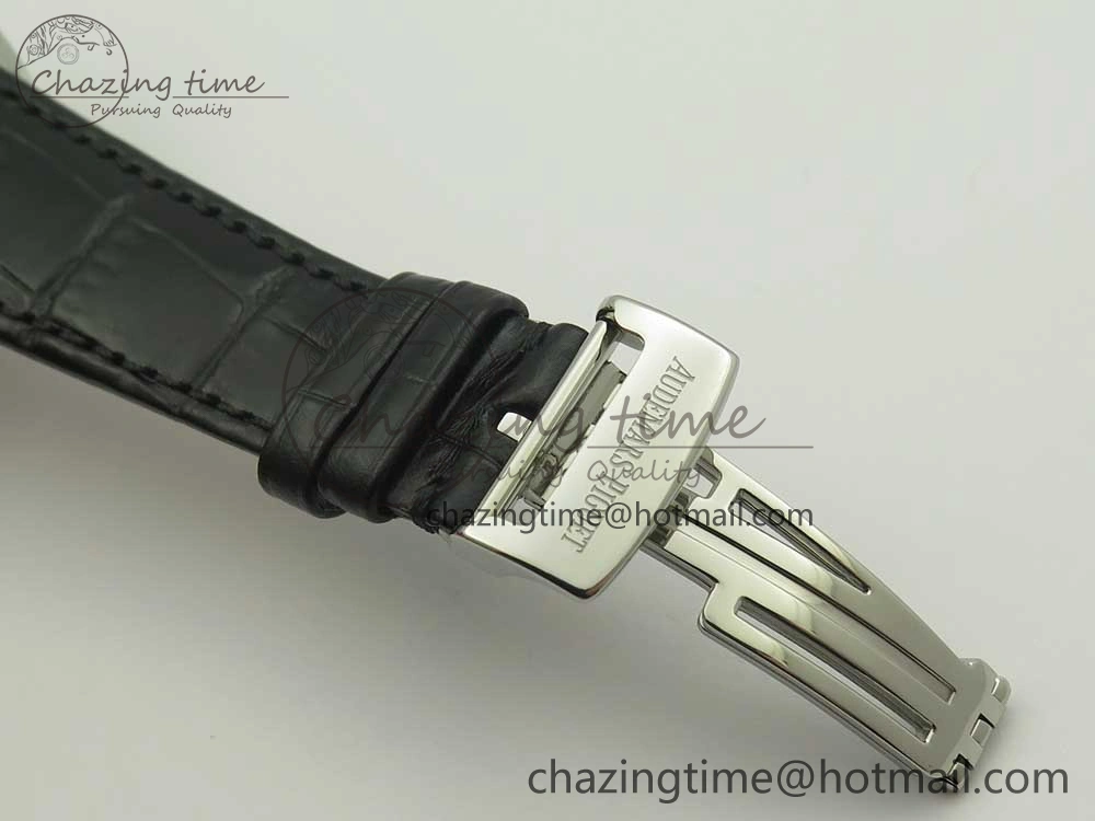 Youthful Millennium Series 15350 SS V9F 1:1 Best Edition Black Skeleton Dial on Black Leather Strap A 4894