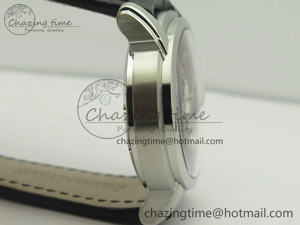 Millennium Series 15350 SS V9F 1:1 Best Edition Black White Skeleton Dial on Black Leather Strap A StreetReady 4895