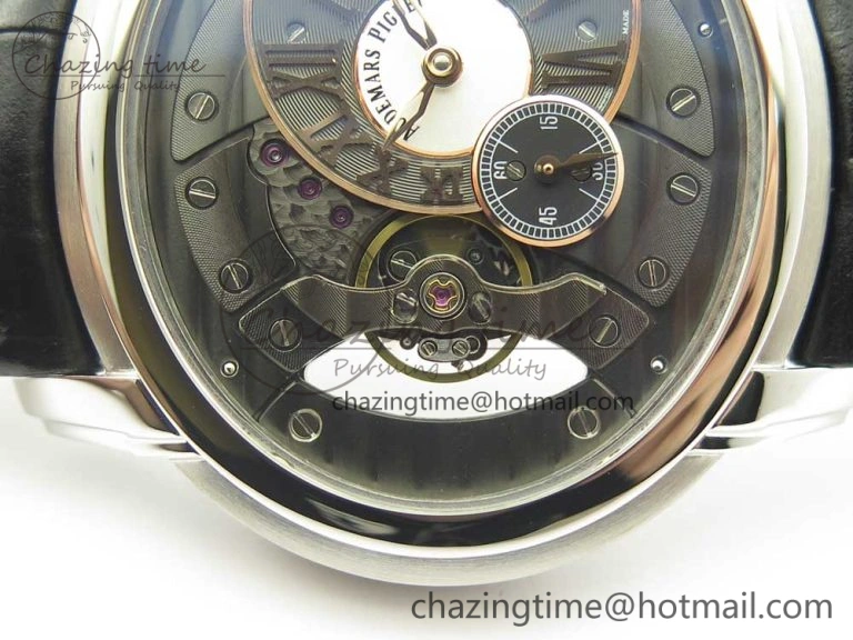 Millennium Series 15350 SS V9F 1:1 Best Edition Black White Skeleton Dial on Black Leather Strap A StreetReady 4895