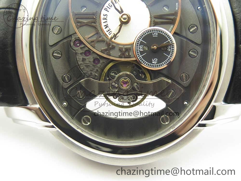 Millennium Series 15350 SS V9F 1:1 Best Edition Black White Skeleton Dial on Black Leather Strap A StreetReady 4895