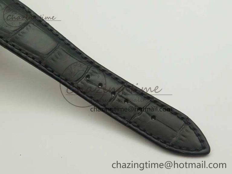 HighQuality Millennium Series 15350 SS V9F 1:1 Best Edition Diamonds Bezel White Dial RG Markers on Black Leather Strap A 4925