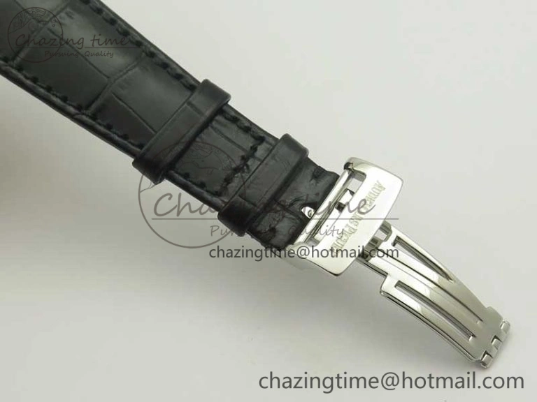 HighQuality Millennium Series 15350 SS V9F 1:1 Best Edition Diamonds Bezel White Dial RG Markers on Black Leather Strap A 4925
