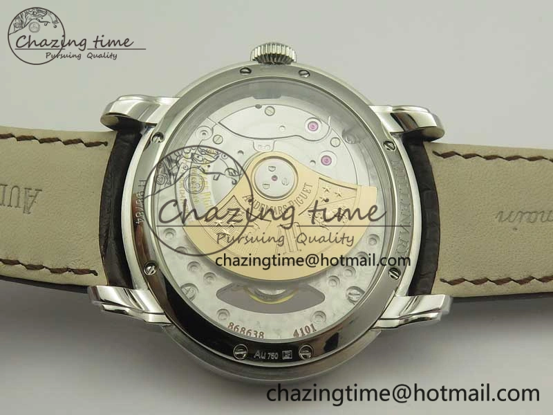 Millennium Series 15350 SS V9F 1:1 Best Edition Full Diamonds Black Markers on Brown Leather Strap A TimelessDesign 4924