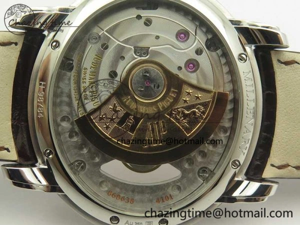 Millennium Series 15350 SS V9F 1:1 Best Edition Full Diamonds Black Markers on Brown Leather Strap A TimelessDesign 4924