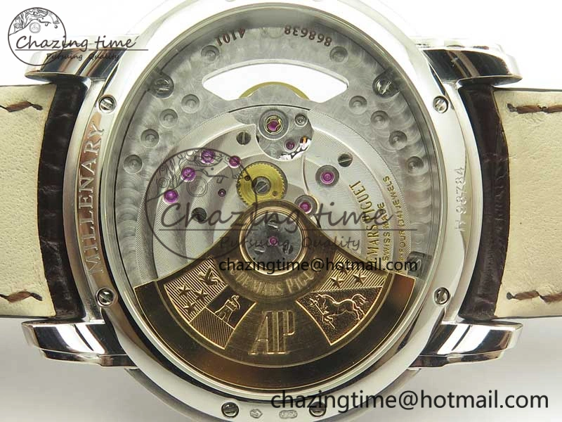 Millennium Series 15350 SS V9F 1:1 Best Edition Full Diamonds Black Markers on Brown Leather Strap A TimelessDesign 4924
